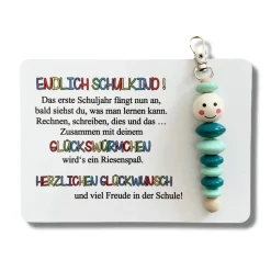 SCHULKIND 2024, Glückswürmchen, Geschenk Einschulung, Sorgenwürmchen, Ranzenbaumler, Worry worm, Mutmacher, Glücksbringe