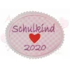 Schulkind Applikation Aufnäher rosa lila rot kariert schultüte nähen basteln kinder bügelbild einschulung