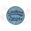 Schulkind Button - Aufnäher - aus Glitzerstoff - gestickt - Applikation - Bügelbild - Schultüte Jungen