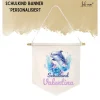 Schulkind Deko Leinwandbanner personalisiert - Aqua Delfin 1