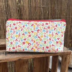 Schulkram Schlampermäppchen – orange ABC Stiftemappe mit Stickerei, individuelles Federmäppchen