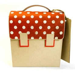 Schulranzen Schultasche aus Karton – Handgemachte Geschenkverpackung zur Einschulung (14,5 x 16 x 7,5 cm)