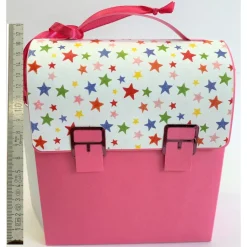 Schulranzen Schultasche aus Karton – Handgemachte Geschenkverpackung zur Einschulung (14,5 x 16 x 7,5 cm)