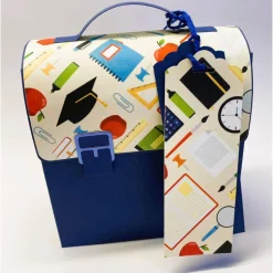 Schulranzen Schultasche aus Karton – Handgemachte Geschenkverpackung zur Einschulung (14,5 x 16 x 7,5 cm)