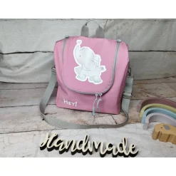 Schultertasche, Kitatasche, Rucksack, Musikbox-Tasche, Elefant, rosa