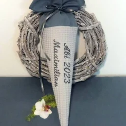 Schultüte Abi 2023 personalisierte Stofftüte mit Namen Geschenk Abiturient Schulabschluss Waffelpique Bachelor Studium