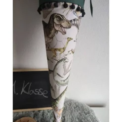 Schultüte aus Baumwollstoff Dinosaurier grün 70cm