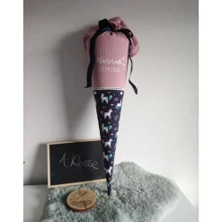 Schultüte aus Musselin und Baumwolle Einhorn 70cm