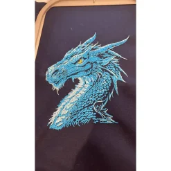 Schultüte aus Stoff bestickt mit einem Drachen, Namen und Datum 70cm Rohling