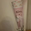 Schultüte aus Stoff bestickt mit einem Einhorn 3D, Namen und Datum 70cm Rohling