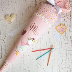 Schultüte aus Stoff Gänse mit Luftballon