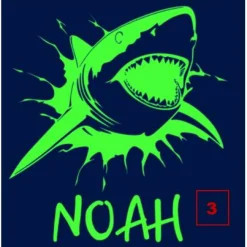 Schultüte aus Stoff mit Motiv nach Wahl: Hai / Dino / Drache / Monster und vieles mehr 70cm dunkelblau/neongrün