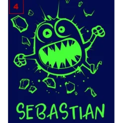 Schultüte aus Stoff mit Motiv nach Wahl: Hai / Dino / Drache / Monster und vieles mehr 70cm dunkelblau/neongrün