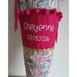 Schultüte aus Stoff Schulstart rosa 70cm