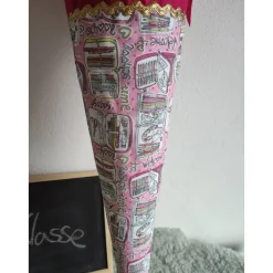 Schultüte aus Stoff Schulstart rosa 70cm