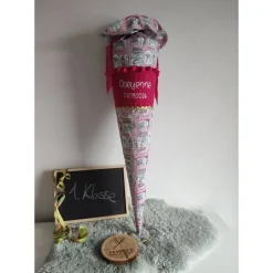 Schultüte aus Stoff Schulstart rosa 70cm