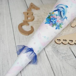 Schultüte Delfin Flieder Dunkelblau mit Glitzer Tüll 70cm 85cm   *personalisierbar Step by Step Butterfly Night Ina