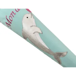 Schultüte Delfin, große Zuckertüte aus Stoff mit Namen bestickt für Mädchen & Jungen