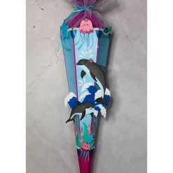 Schultüte Delfine „Skippy“ und „Ole“ 6-eckig 85 cm