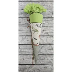 Schultüte Dino T-Rex aus Stoff in grün / 70cm für Junge