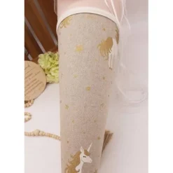 Schultüte Einhorn | Schultüte aus Stoff mit Holzanhänger, personalisiert | Schultüte aus Stoff für Mädchen | Goldglitzer
