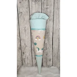Schultüte Einhorn aus Stoff in Mint / 70cm / für Mädchen
