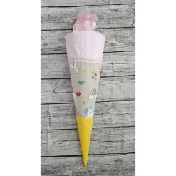 Schultüte Einhorn aus Stoff in rosa, gelb / 70cm/ für Mädchen