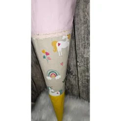 Schultüte Einhorn aus Stoff in rosa, gelb / 70cm/ für Mädchen