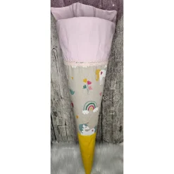 Schultüte Einhorn aus Stoff in rosa, gelb / 70cm/ für Mädchen
