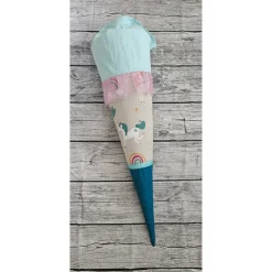 Schultüte Einhorn Mint, Petrol aus Stoff / 70cm für Mädchen