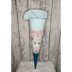 Schultüte Einhorn Mint, Petrol aus Stoff / 70cm für Mädchen