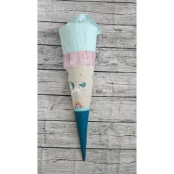 Schultüte Einhorn Mint, Petrol aus Stoff / 70cm für Mädchen