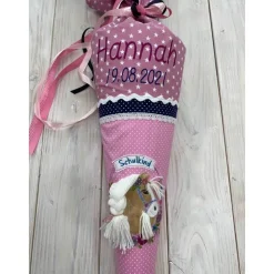 Schultüte Einschulung 2022 Pferd Boho Rosa Blau