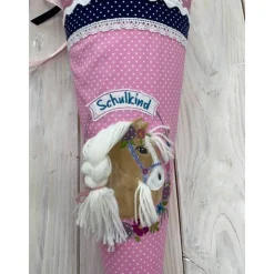 Schultüte Einschulung 2022 Pferd Boho Rosa Blau