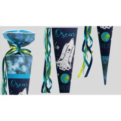 Schultüte Einschulung 2022 Spaceshuttle Erde Sterne