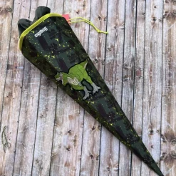 Schultüte ergobag MähdreschBär bestickt mit Dino und Namen