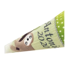 Schultüte Faultier hellgrün, Schultüte Stoff, Stoff-Schultüte, Schultüte mit Namen