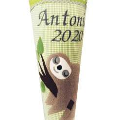 Schultüte Faultier hellgrün, Schultüte Stoff, Stoff-Schultüte, Schultüte mit Namen