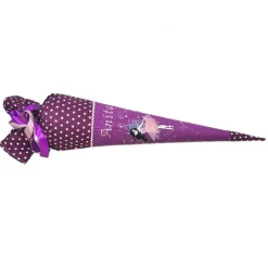 Schultüte Fee, Schultüte Stoff, lila Stoff-Schultüte, Schultüte Mädchen, Zuckertüte bestickt