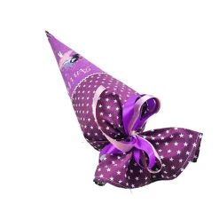 Schultüte Fee, Schultüte Stoff, lila Stoff-Schultüte, Schultüte Mädchen, Zuckertüte bestickt