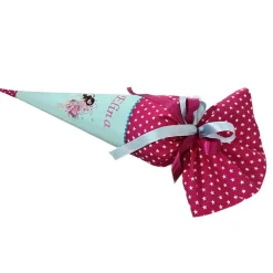 Schultüte Fee, Schultüte Stoff, lila Stoff-Schultüte, Schultüte Mädchen, Zuckertüte bestickt