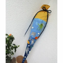 Schultüte Filz Delfin – Handgefilzte Zuckertüte mit Meerestieren, personalisierbar, 70 cm