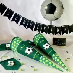 Schultüte Fussball, passend zum ergobag ElfmetBär, mit Namen und Datum, 70 cm oder 85 cm (Werbung wegen Markennennung)