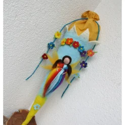 Schultüte gefilzt Filzschultüte mit Elfe Regenbogen