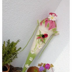 Schultüte gefilzt Filzschultüte mit Marienkäfer Filzblumen für Mädchen