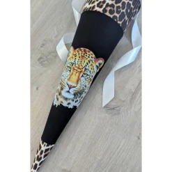 Schultüte Leopard, Gepard, Zuckertüte 70cm Stoff, Stickereien, Name inklusive