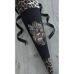 Schultüte Leopard, Gepard, Zuckertüte 70cm Stoff, Stickereien, Name inklusive