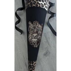 Schultüte Leopard, Gepard, Zuckertüte 70cm Stoff, Stickereien, Name inklusive