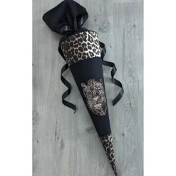 Schultüte Leopard, Gepard, Zuckertüte 70cm Stoff, Stickereien, Name inklusive