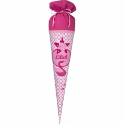 Schultüte Mädchen, Stoffschultüte Einhorn, Flamingo Schultüte aus Stoff Pink